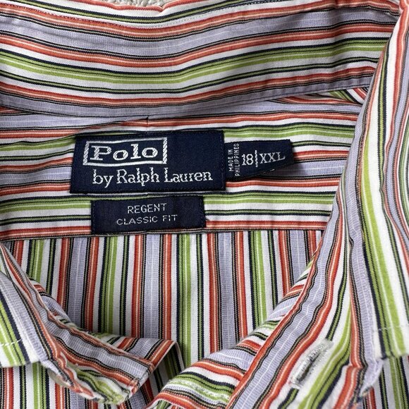 Polo Lauren Ralph Regent Striped Button Shirt Multicolor Men’s Size 18 / XXL - Picture 2 of 5